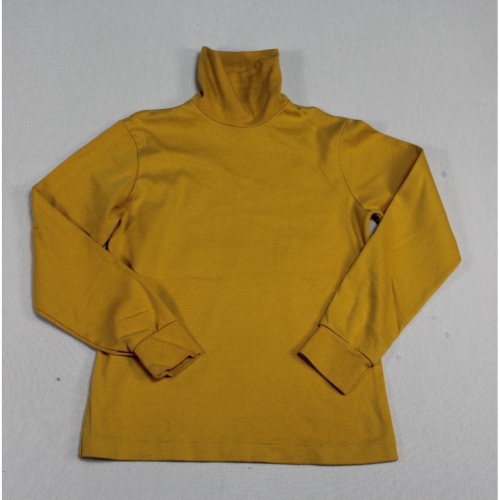Lands'End Women Yellow Shirt Top Long Sleeve Mock Neck USA Size Medium
